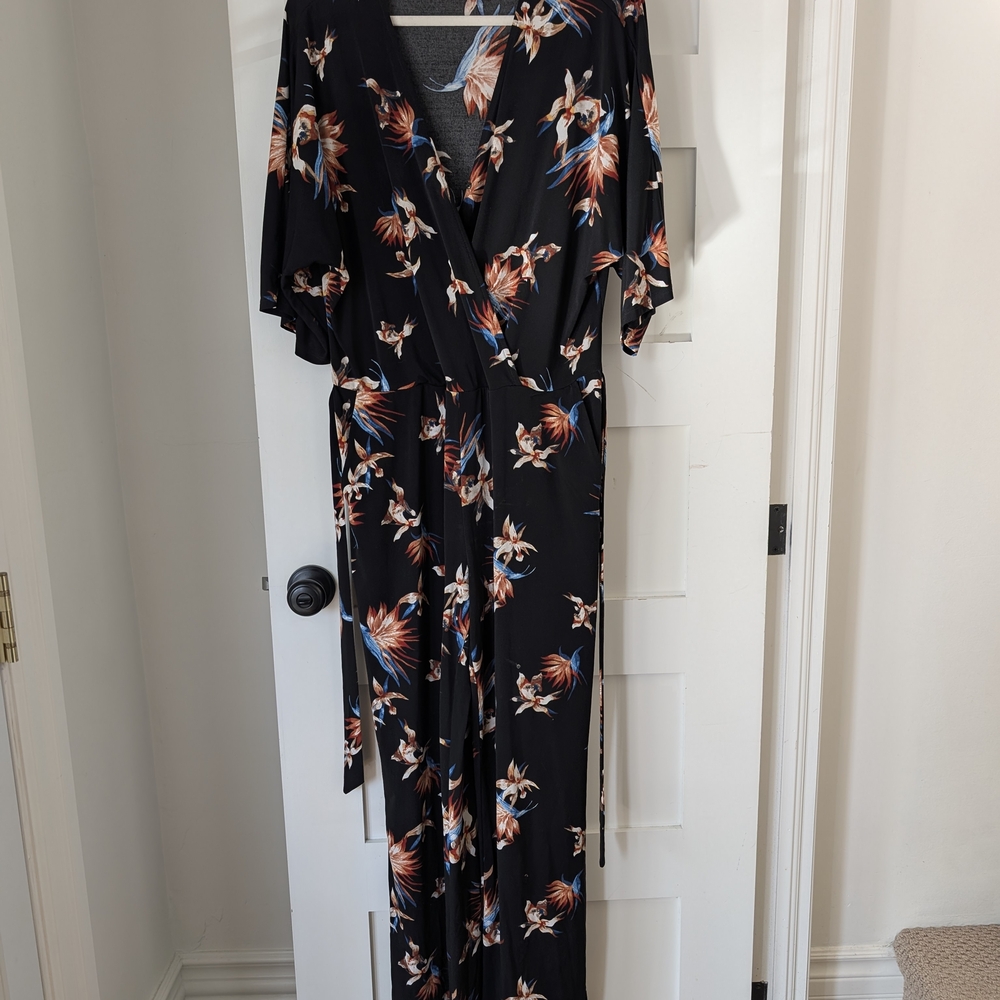 Floral Black Wrap Dress